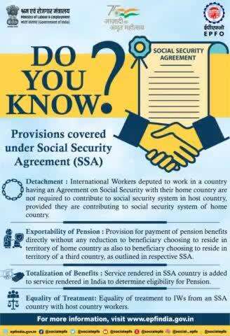 Provisions covered under Social Security Agreement (SSA).

#SocialSecurityAgreement #SSA #EPFO #AmritMahotsav https://pu