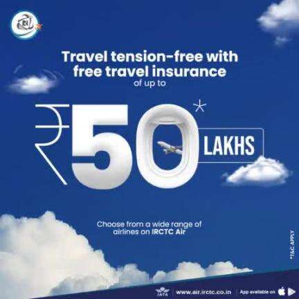 Make your journeys tension-free by booking flights on #IRCTCAir and getting free #AirTravel insurance of up to 50 lacs.