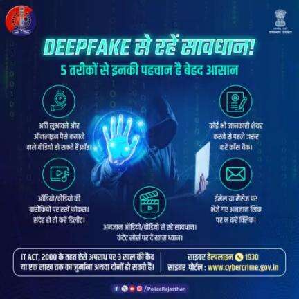 अपनी सुरक्षा अपने हाथ। इन 5⃣ तरीकों 🤚 को रखना याद।

#AI की #DeepFake तकनीक के जरिए बनाया जा रहा है लोगों को शिकार।