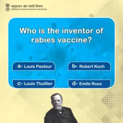 Who is the inventor of rabies vaccine?
#PreventRabies #VaccinateNow
Participate:
✅ Comment your answer below
✅ Follow us on Facebook, Instagram, Twitter, LinkedIn,