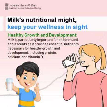 Nurturing Growth: Milk's Vital Role! 
Packed with Protein, Calcium, and Vitamin D, it Fuels Healthy Development in Children and Adolescents. 
#HealthyKids #milkbenefits