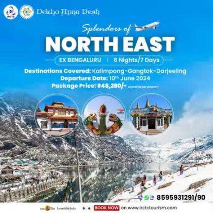 Discover North East's Beauty from #Bengaluru! 

Destinations: Kalimpong, #Gangtok, #Darjeeling
Departure Date: June 10th, 2024
Price: Starting from ₹48,260/- per person*