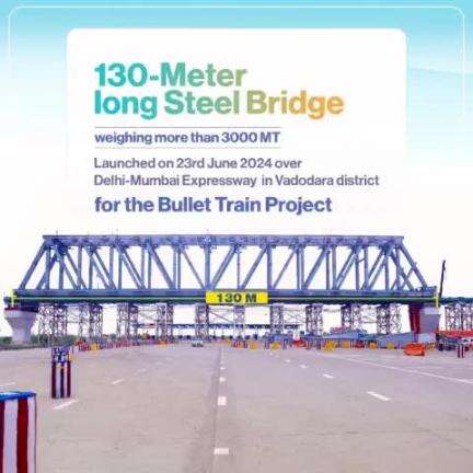 -130-meter long steel bridge 
- weighing a 3098 MT
- across the Delhi-Mumbai Expressway in Vadodara
#Bullettrainproject