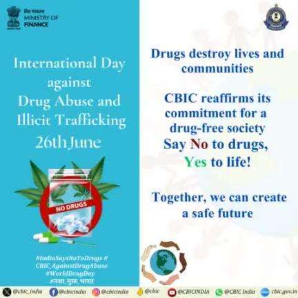 #IndiaSaysNoToDrugs #CBIC_AgainstDrugAbuse #WorldDrugDay #नशा_मुक्त_भारत