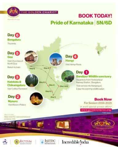 Book the #PrideOfKarnataka with Goa journey of The #GoldenChariot Train & embark on the best #adventure of your life.