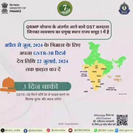 #GST-DueDateAlert for filing of Quarterly GSTR-3B Return for State Group 1