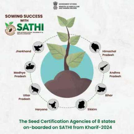 Seed Certification Agencies of 8 states have been on-boarded on the #SATHI portal from Kharif-2024, ensuring enhanced traceability, and improved seed quality for farmers.