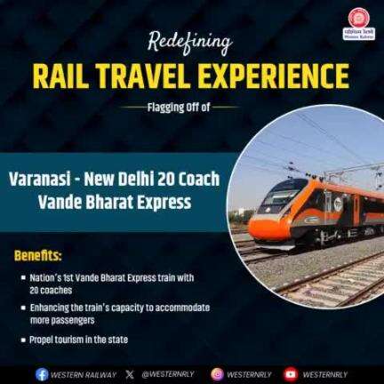 The newly flagged off India's first ever 20 Coach #VandeBharatExpress between Varanasi and New Delhi marks a major step in capacity augmentation.

#NamoBharatRapidRail
#RapidRail