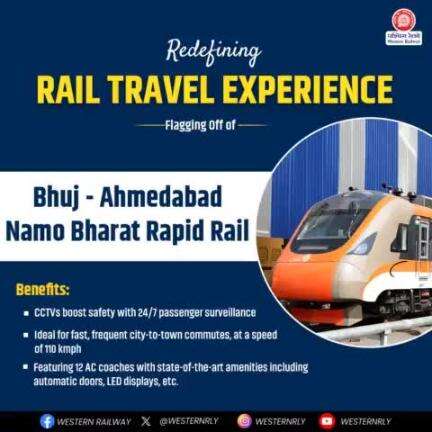 #NamoBharatRapidRail was flagged off by Hon'ble PM Shri #narendramodi in Ahmedabad today. This Train Service is ideal for fast, frequent city-to-town commutes.

#RapidRail