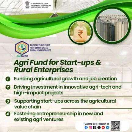 AgriSURE aims to foster entrepreneurship in the agri and allied sectors by supporting start-ups and rural enterprises across the agricultural value chain. #agrigoi #DigitalAgriculture #DigitalIndia