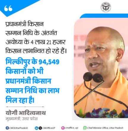 अयोध्या, मिल्कीपुर के 94,549 किसानों को भी इसका लाभ मिल रहा है...: #UPCM #myogiadityanath