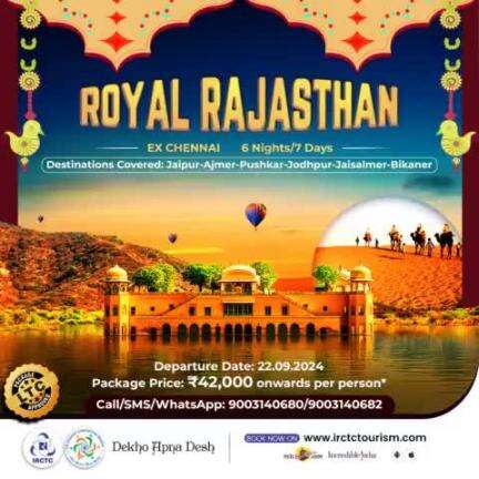 Visit historical hill forts and royal palaces and immerse yourself in the extensive culture of Rajasthan. Book #IRCTCTourism's all-inclusive tour package starting at just Rs.42,000/-pp*