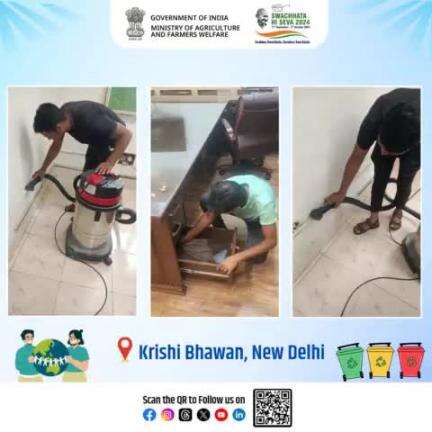 As part of the Swachhata Hi Seva 2024 campaign, ongoing from 17th September to 2nd October, a comprehensive deep cleaning of Krishi Bhawan, New Delhi. 
#agrigoi #SwabhavSwachhata #SanskarSwachhata #SHS2024