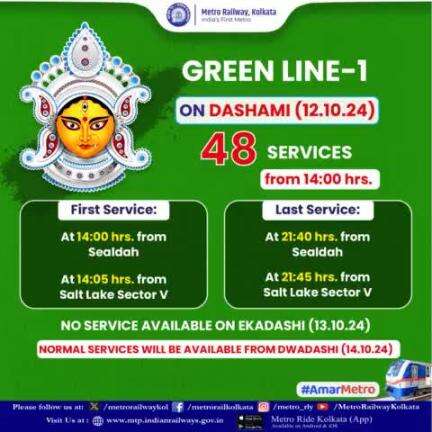 #Metro services on #Dashami  in #GreenLine1