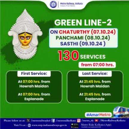 #Metro services on #Chaturthy, #Panchami & #Sasthi  in #GreenLine2