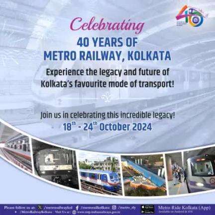 #MetroRailway, Kolkata is about to turn 40!  Join us from 18th to 24th October as we celebrate four decades of connecting the #CityofJoy. Stay tuned for updates! 
#MetroTurns40  #JourneyOf40Years #KolkataCelebrates