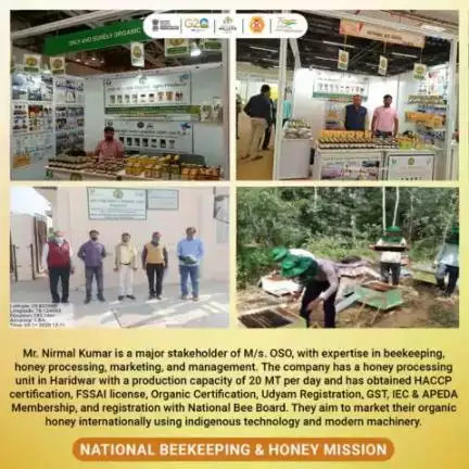 Uncover the story of Mr. Nirmal Kumar, a major stakeholder of M/s OSO, who has expertise in #beekeeping, honey processing, marketing, and management. With the registration of the National Bee Board, they aim to market their organic honey at