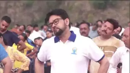 Union Minister Anurag Thakur performs Yoga in Hamirpur, Himachal Pradesh to mark the #internationaldayofyoga2023