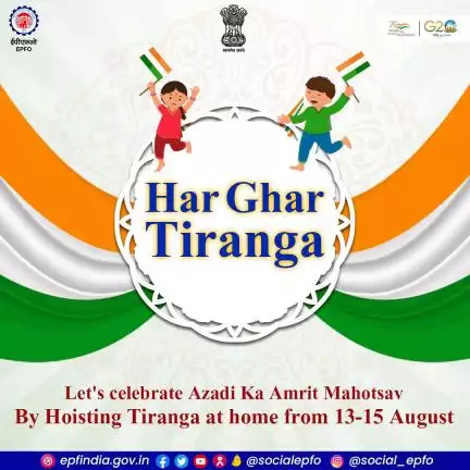 Celebrate the Amrit Mahotsav of Independence by hoisting the tricolor at home from 13th to the 15th August.

#HarGharTiranga #Hardiltiranga #epf #epfo