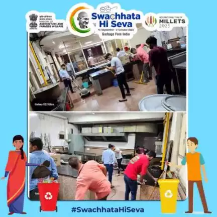 The Departmental Canteen at Krishi Bhawan, New Delhi, underwent a thorough cleaning as a part of the Swacchata Hi Seva Campaign. 
#SwachhtaHiSeva #GarbageFreeIndia #SwachhataBhiSwasthyaBhi