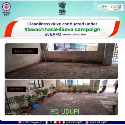 Cleanliness drive conducted under #SwachhataHiSeva campaign at EPFO UDUPI.

#SwachhBharat #GarbageFreeIndia #SHS2023 #Sh