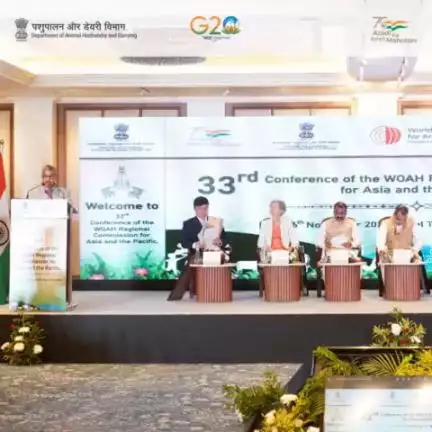 Dr Abhijit Mitra, Animal Husbandry Commissioner, MoFAHD, GoI, delivered a welcome address at the 33rd WOAH Regional Commission Conference for Asia and the Pacific in New Delhi. 
#WOAH_Asia #AnimalHusbandry #livestock #animalhealth