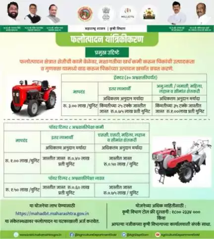 #फलोत्पादन_यांत्रिकीकरण

या माध्यमातून #ट्रॅक्टर 🚜 व #पॉवर_टिलर चलीत #अवजारे यांच्यासाठीही #अनुदान देण्यात येते.