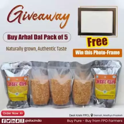 Giveaway🎁
Buy 5 kg naturally grown Arhar Dal, direct from #FPO farmers & win a ‘Photo-Frame’ !

https://www.mystore.in/en/product/arhar-dal-5?seller=649968c97b78fb7f6d3c04ad