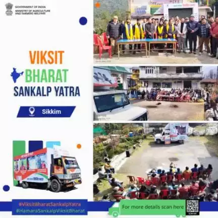 ViksitBharatSankalpYatra with a vision of reaching the last mile of the country to disseminate info about the govt. flagship schemes reached Kabi BAC in the border dist. of Mangan, North Sikkim.